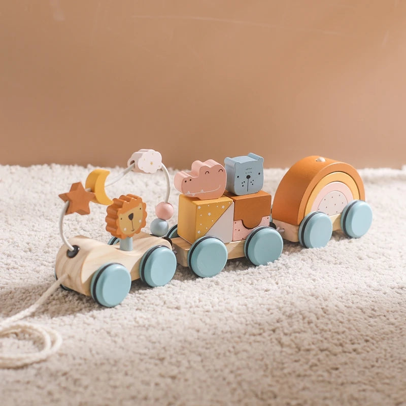 Wooden Baby Dragging Car