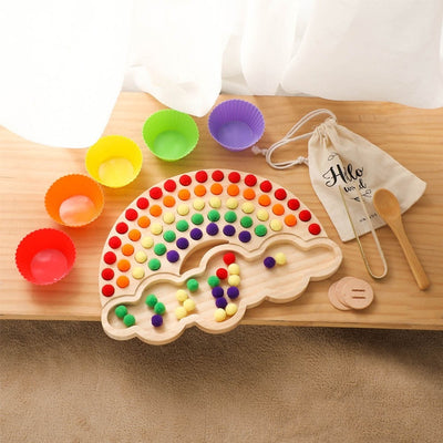 Montessori Rainbow Wooden Colour Sorting Sensory Board