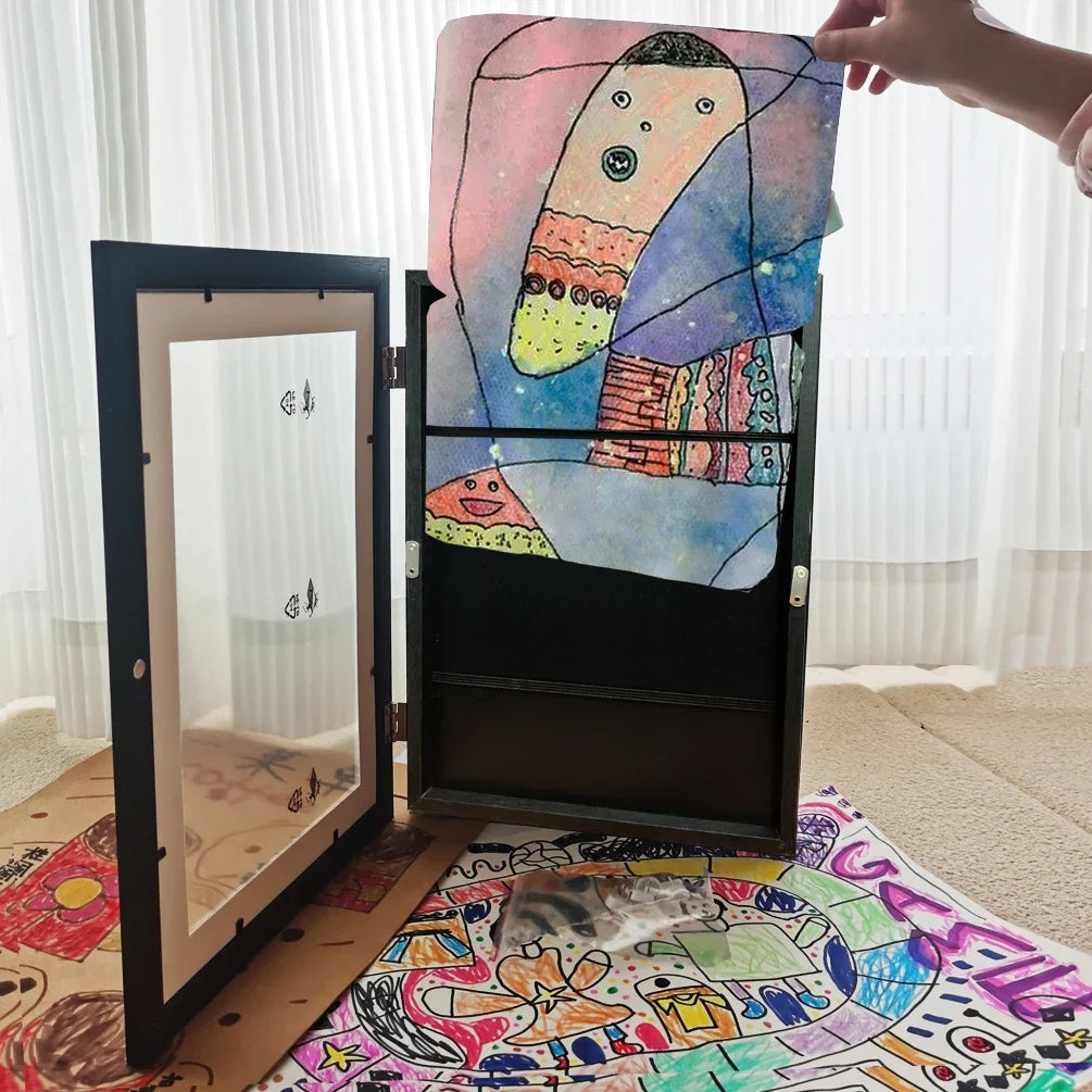 Drawing inserting into Kids Art Frame