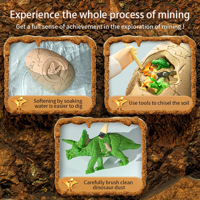 Process of mining with dinosaur egg toy