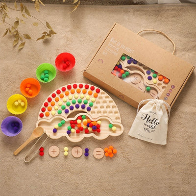 Montessori Rainbow Wooden Colour Sorting Sensory Board